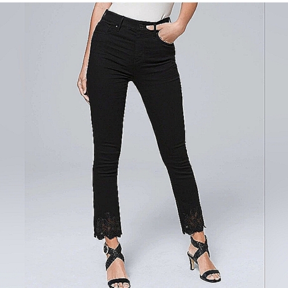 High rise the boot crop whbm size 0S embroidered hem black - Picture 1 of 11